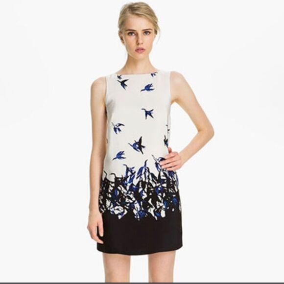 Tibi Dresses & Skirts - TIBI New York, SILK Shift Dress, Cream with ombré, Flying Crane pattern, Size 8